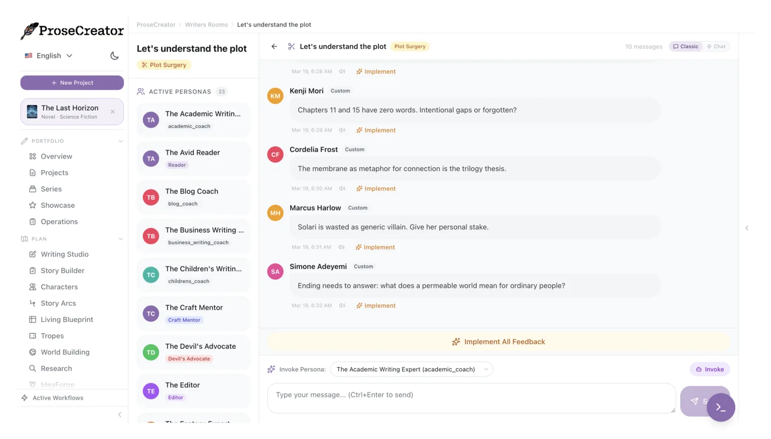 Writers Room with AI persona conversation